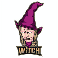 Premium witch vector logo mascot illustration