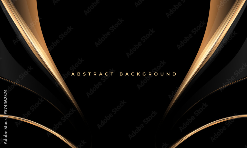 Aufkleber elegant black and gold abstract luxury background with golden lines and shapes. vector illustration