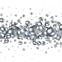 Silver glossy balls with shadow. Pearls. Abstract graphic background. eps 10