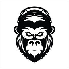 Gorilla head logo design vector template