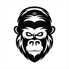 Gorilla head logo design vector template