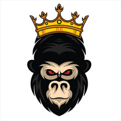 King gorilla mascot logo design illustration vector