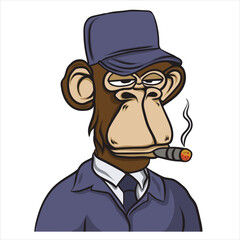 Monkey smoking mascot logo design illustration vector