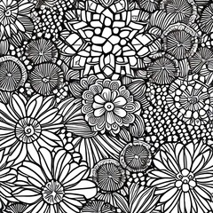  drawing of flowers, , kinetic pointillism, complex patterns, black and white color