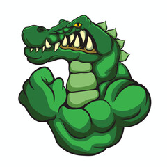 Muscular crocodile animal logo mascot
