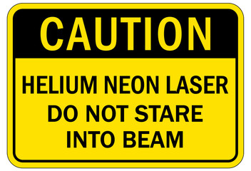 Obraz premium Helium chemical hazard sign and labels helium neon laser. Do not stare into beam