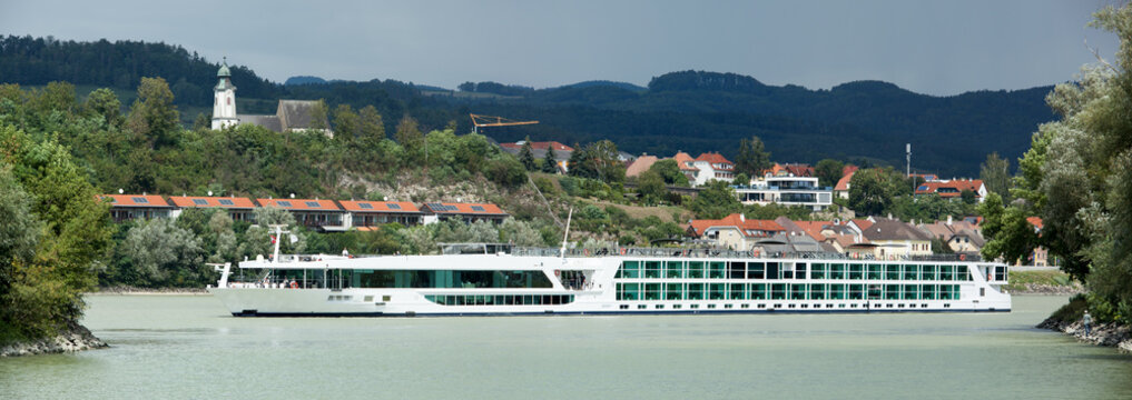Danube River Boat And Emmersdorf an der Donau Town