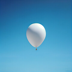 Fototapeta na wymiar A single white balloon soaring high in the clear blue sky.