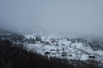 Foggy mountain village