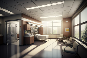 Empty Luxury Modern Hospital Room