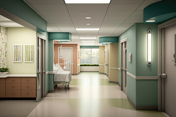 Fototapeta na wymiar Empty Luxury Modern Hospital Room