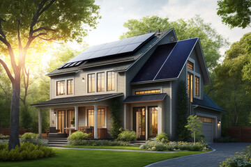 Obraz premium Modern house render created with generative ai