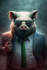 Business Pig in a suit Generative AI