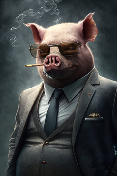 Business Pig in a suit Generative AI