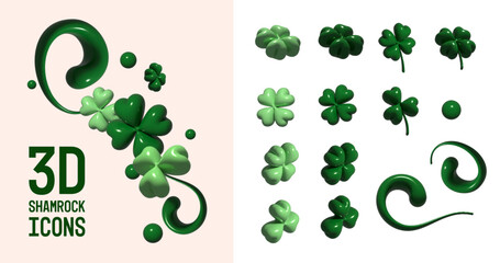 3D shamrock icons