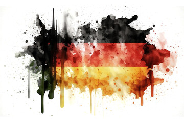 Germany Flag Expressive Watercolor Painted With an Explosion of Color, Movement and Artistic Flair