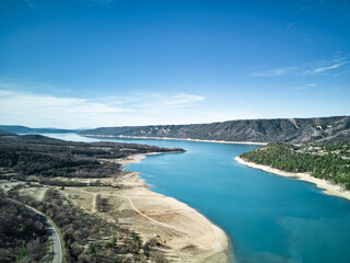 Lake of Sainte-Croix (Lac de Sainte-Croix, Gorges du Verdon) in the Provence-Alpes-Côte d'Azur region, France