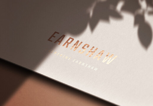 Logo Mockup Gold Hot Foil Paper Textrure Template Effect