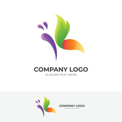 beauty butterfly logo vector with 3d colorful logo