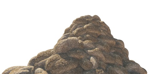 Crag stones Isolated on white background 3d illustration