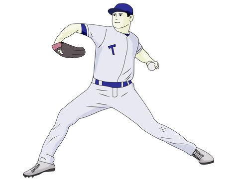 Baseball player with ball on transparent background