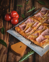 Photographs of Italian pizzas in a typical Italian restaurant.