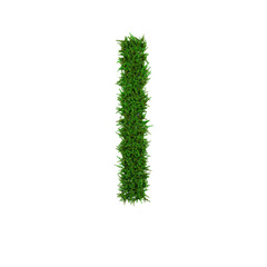 Upper letters of green grass alphabet isolated on white background. 3d illustration