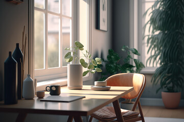 modern living room with a table