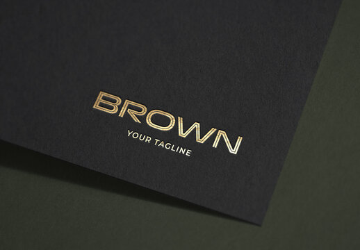 Logo Mockup Gold Hot Foil Paper Textrure Template Effect