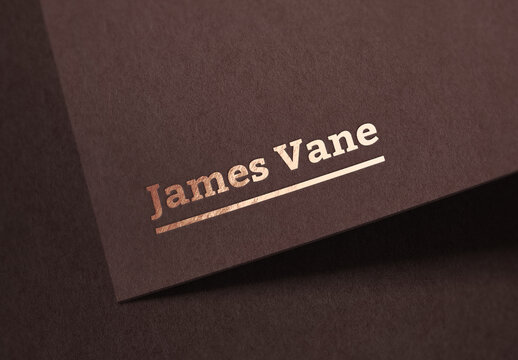 Logo Mockup Gold Hot Foil Paper Textrure Template Effect