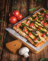 Photographs of Italian pizzas in a typical Italian restaurant.
