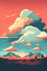 landscape with sunset made with Generative AI.	