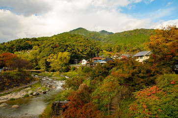 日本の秋の田舎の風景