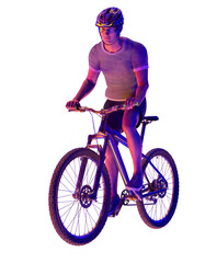 Naklejka premium Athlete man cyclists with bicycle 3d render