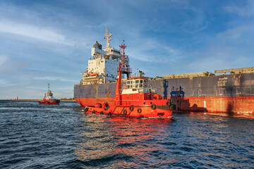 Port of Gdansk, Baltic Sea, A large bulk carrier with a displacement of 81,703 t DWT, built in...