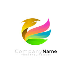 Fototapeta premium Eagle logo with circle design vector, colorful style