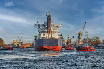 Port of Gdansk, Baltic Sea, A large bulk carrier with a displacement of 81,703 t DWT, built in...