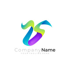 Letter J logo and S design combination, 3d style