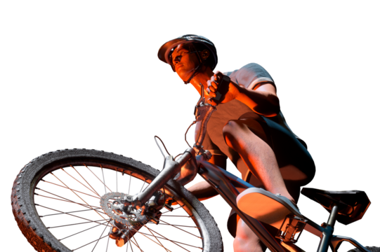 Athlete man cyclists with bicycle 3d render