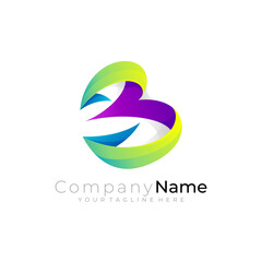 B logo with 3d colorful design, company logos