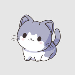 Cute cat sitting cartoon vector icon illustration animal nature icon concept isolated premium flat