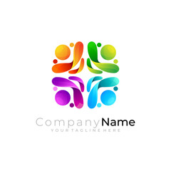 Fototapeta premium People care logo design community, family logos