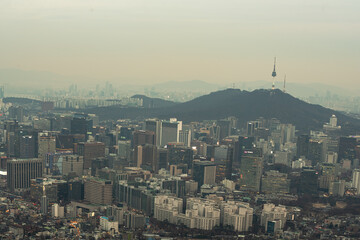 Sunset at Inwangsan Mountain in Seoul, South Korea