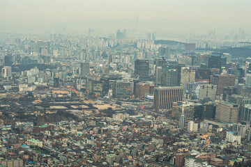 Obraz premium Sunset at Inwangsan Mountain in Seoul, South Korea