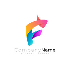 F logo, Letter F logo and colorful style, company icons