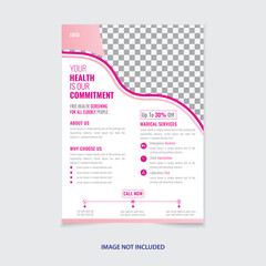 Corporate healthcare and medical cove a4 flyer design template for print