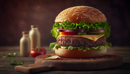 Delicious Burger, Burger Flame Generative AI