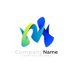 Obraz premium Symbol M logo with 3d colorful design, letter M icons