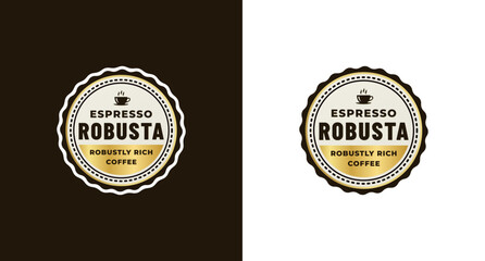 Elegant Robusta Coffee Label Vector or Robusta Coffee Seal Vector. Robusta coffee seal or label for typical product known as Robusta coffee. Elegant design for your product.