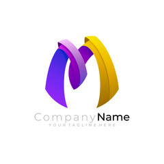 M logo, Letter M logo design colorful , business icon template